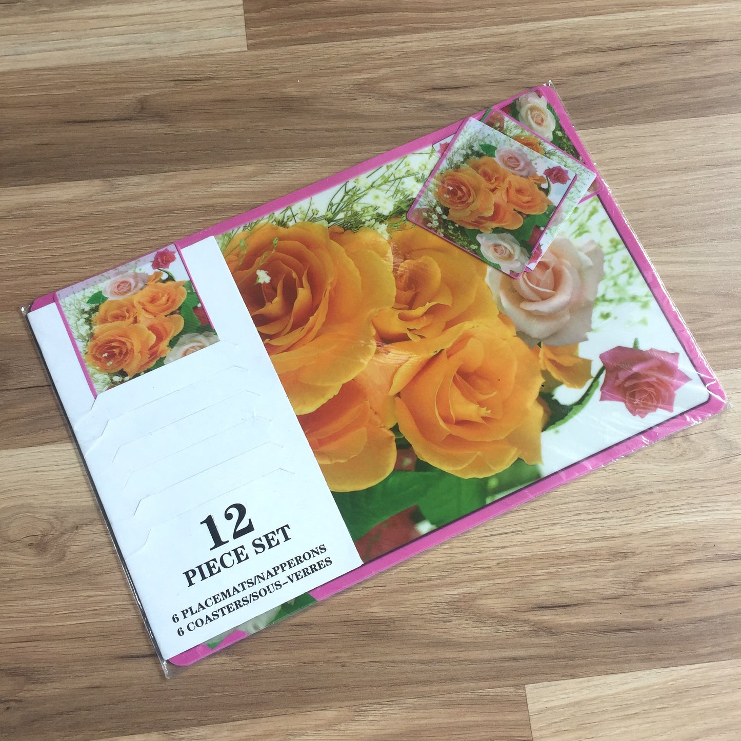 Sets de table + sous-verres à fleurs