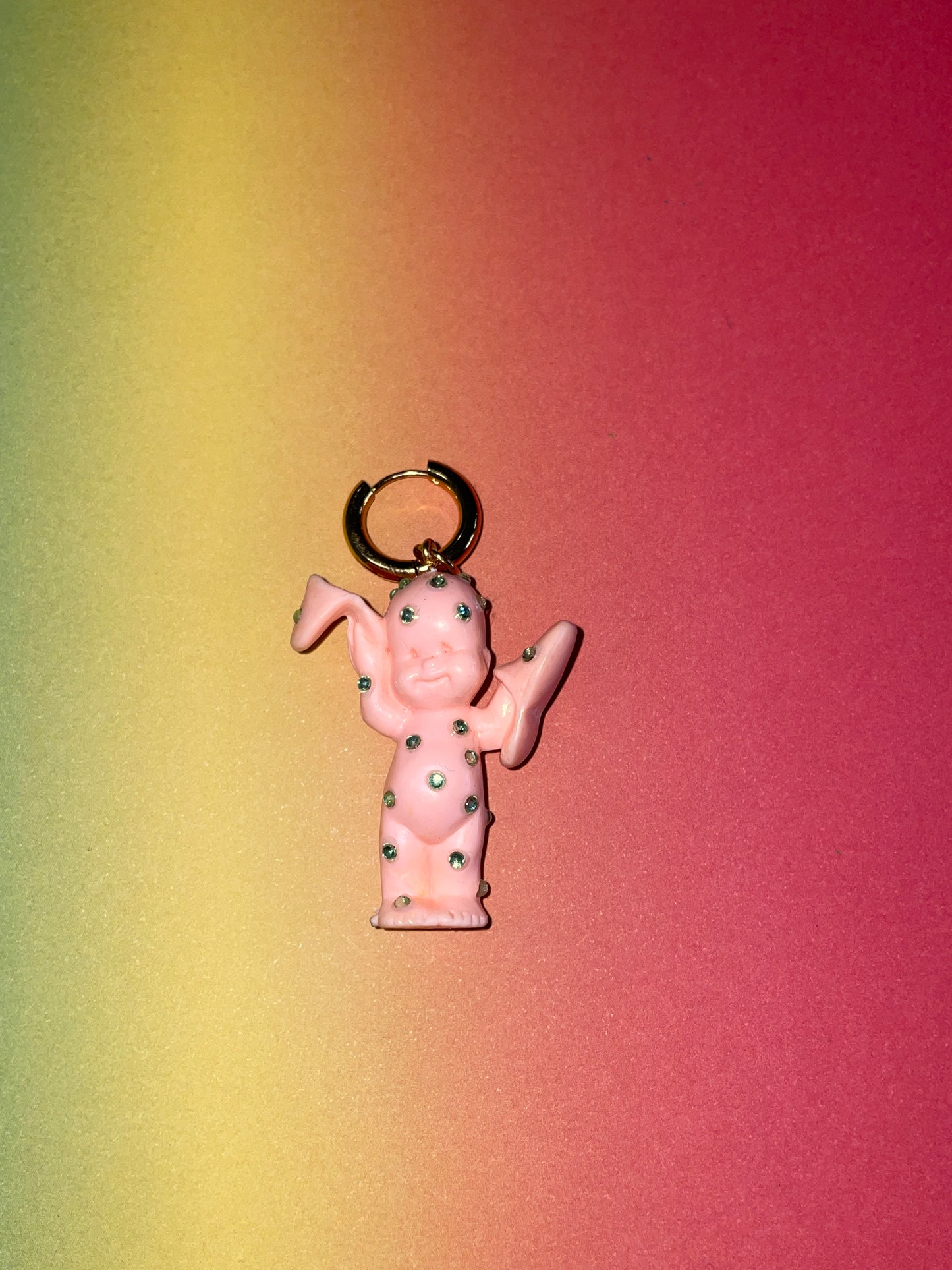 Boucle d'oreille Babies strass vert