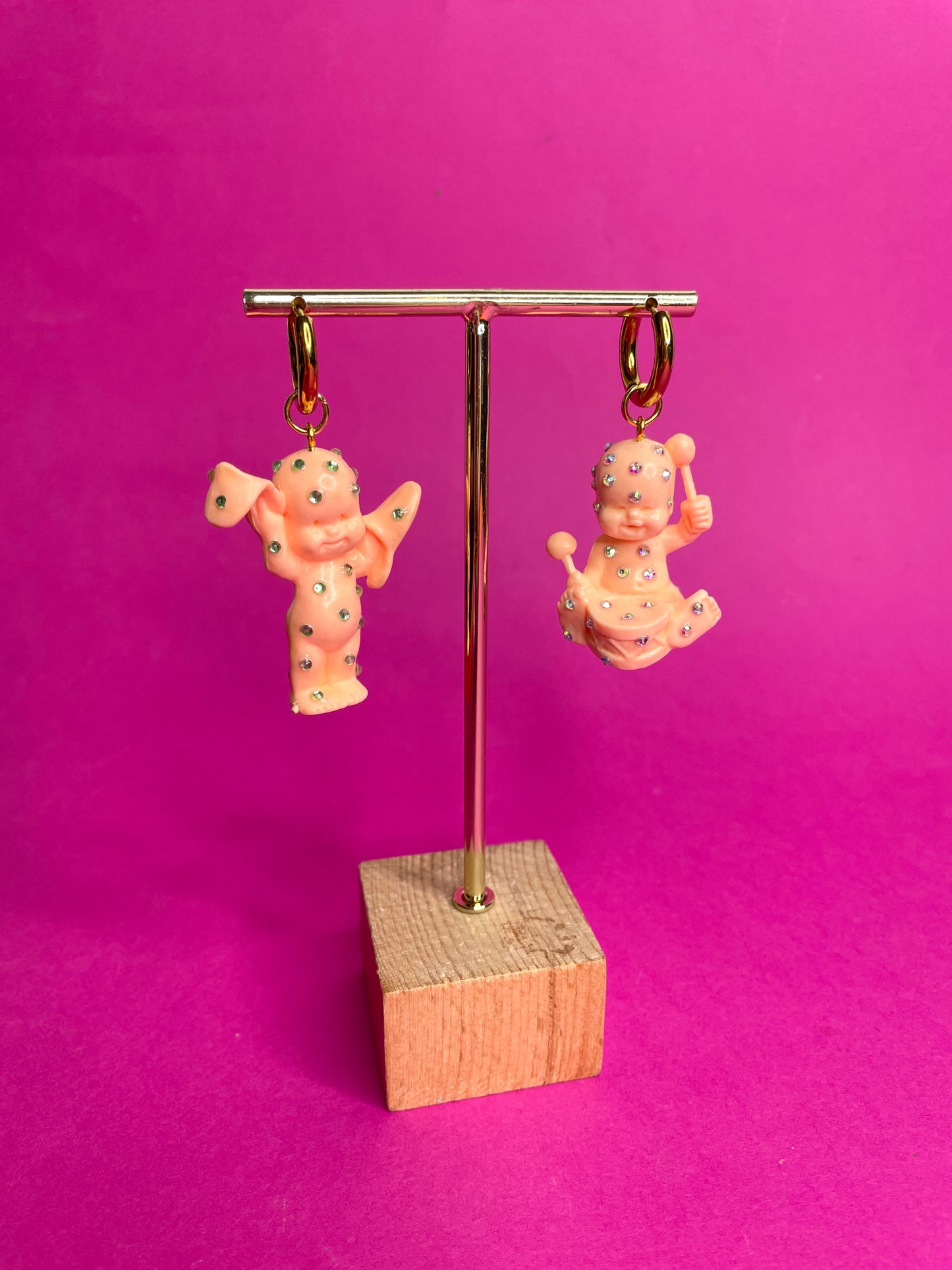 Boucle d'oreille Babies strass vert