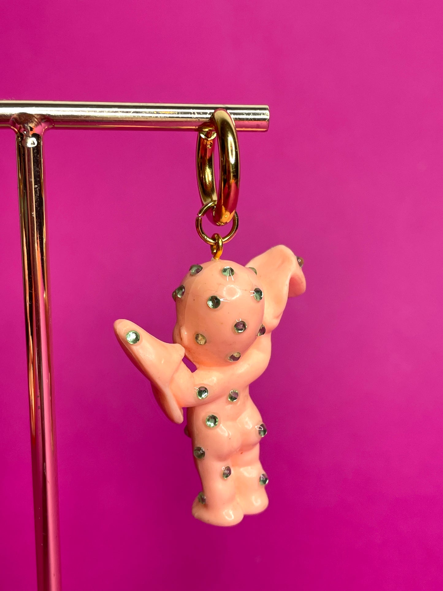 Boucle d'oreille Babies strass vert