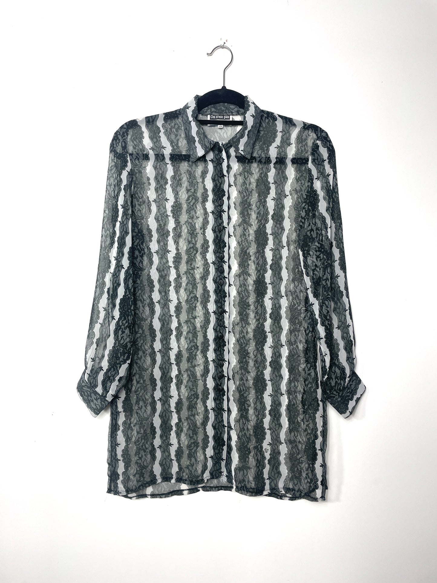 Chemise y2k imprimé dentelle