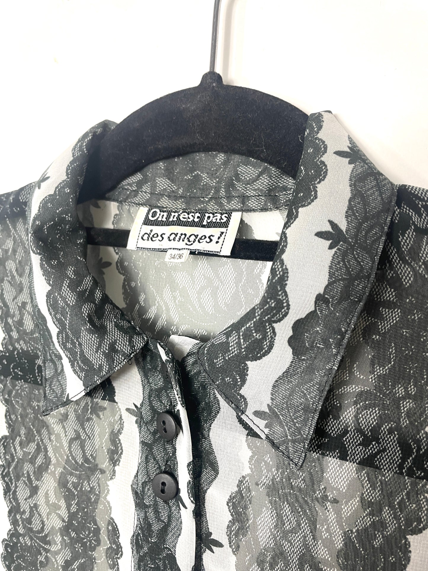 Chemise y2k imprimé dentelle