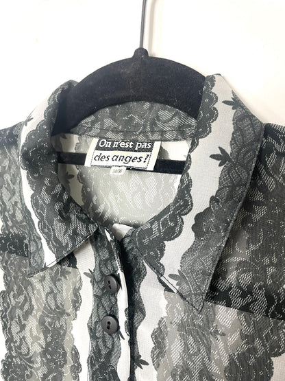 Chemise y2k imprimé dentelle