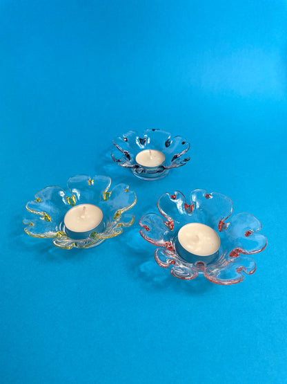 Bougeoirs vintage en verre