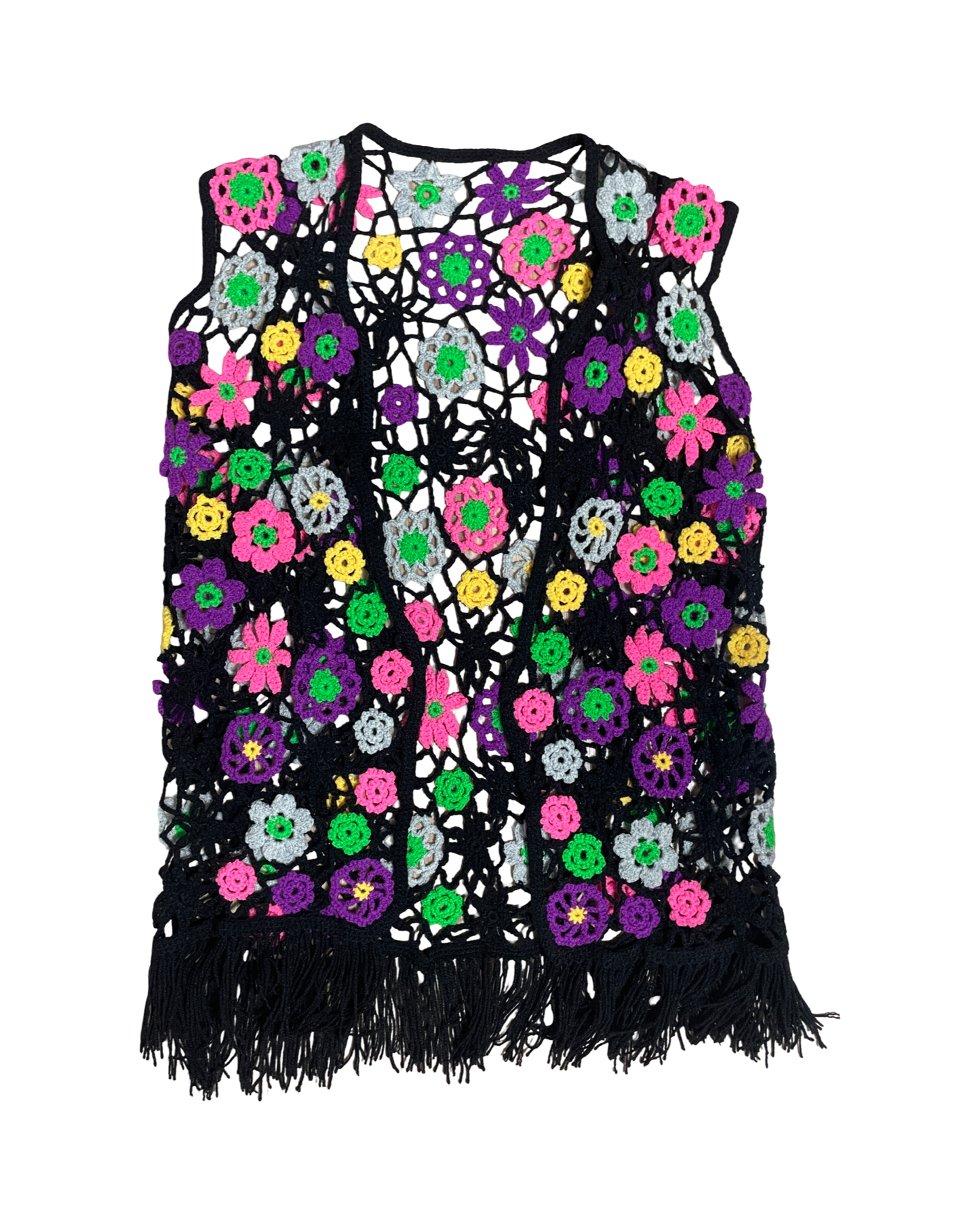 Gilet en crochet à fleurs
