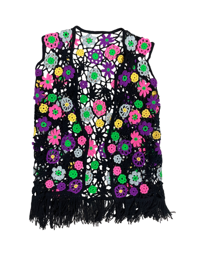 Gilet en crochet à fleurs
