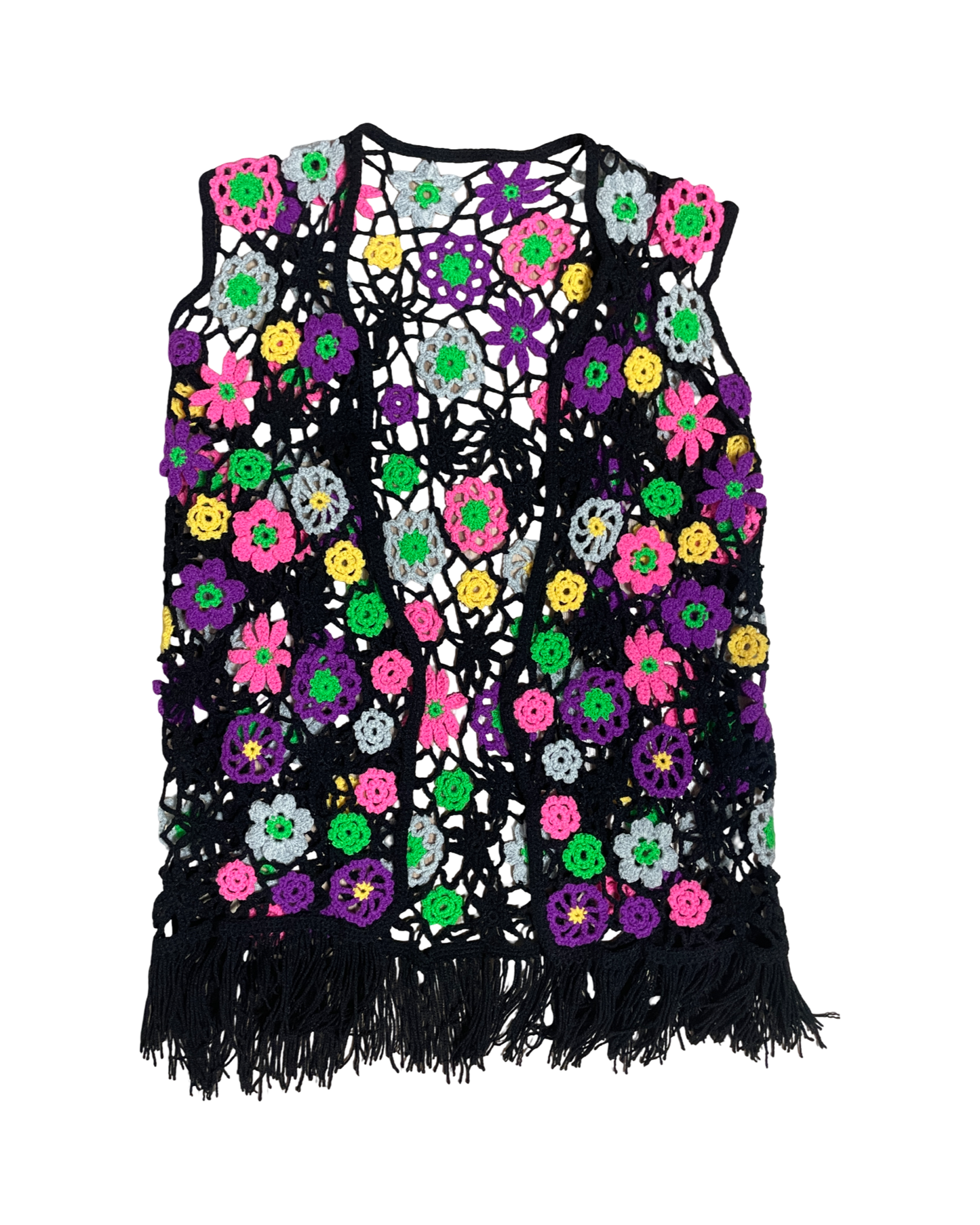 Gilet en crochet à fleurs