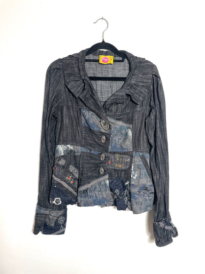 Veste en jean y2k patchwork