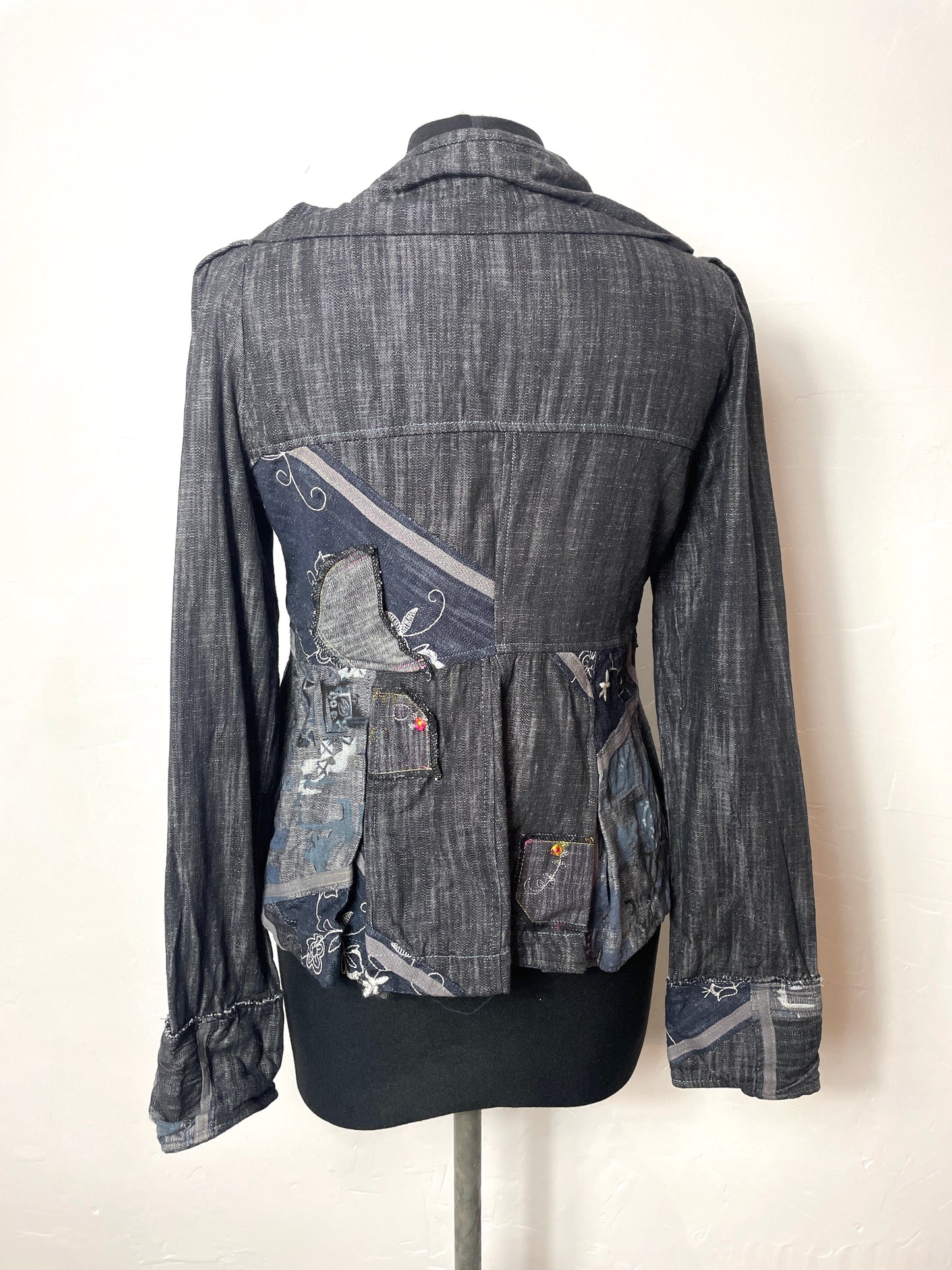 Veste en jean y2k patchwork