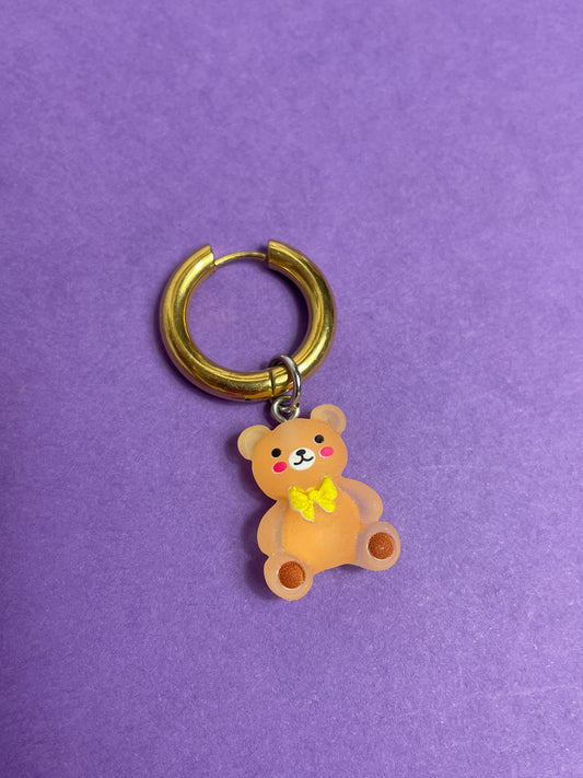 Boucle d'oreille ours orange