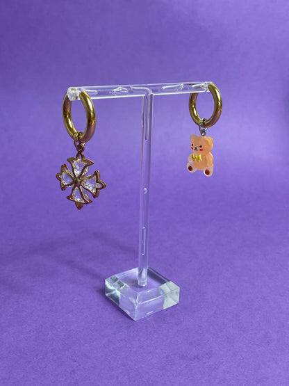 Boucle d'oreille ours orange