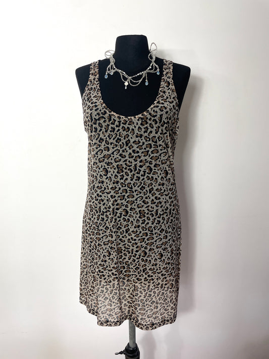 Robe y2k en mesh léopard