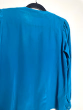 Charger l&#39;image dans la galerie, Blouse Saint Laurent Rive Gauche en soie bleue
