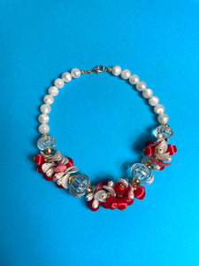 Collier 80's rouge et blanc