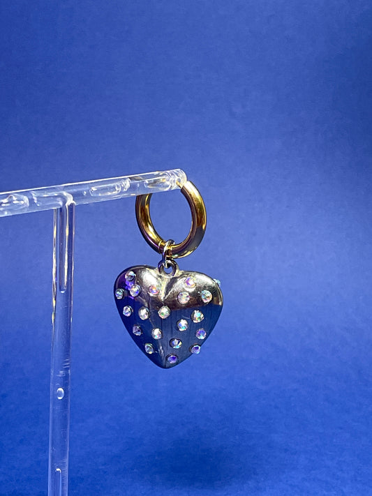Boucle d'oreille coeur strass