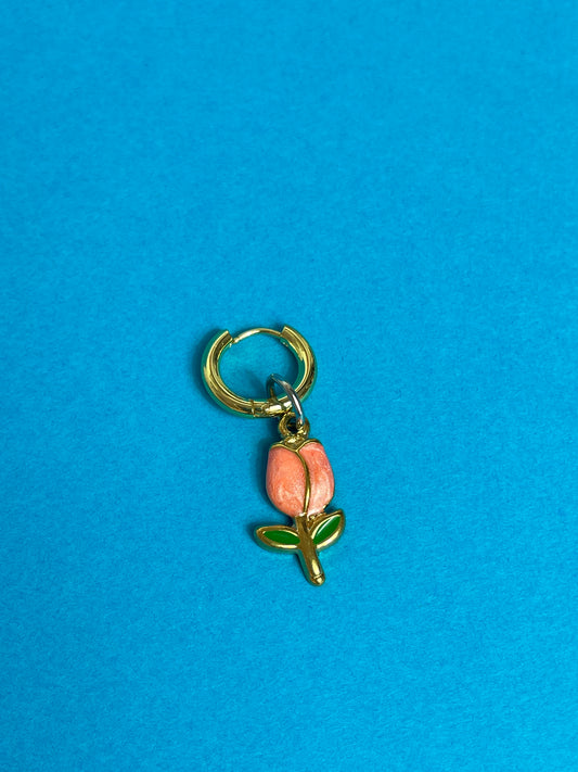 Boucle d'oreille tulipe rose