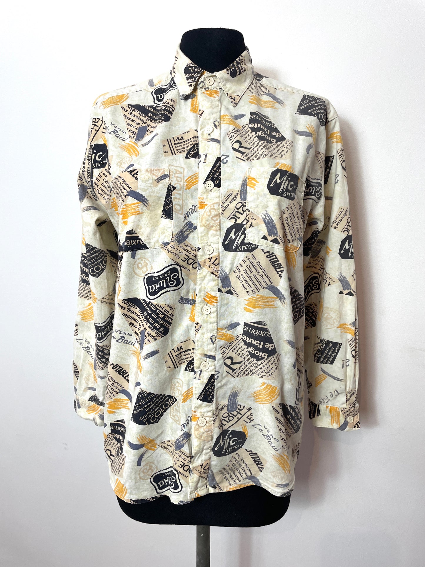 Chemise vintage imprimé journal