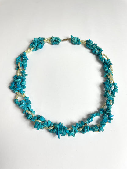 Collier vintage turquoises et perles