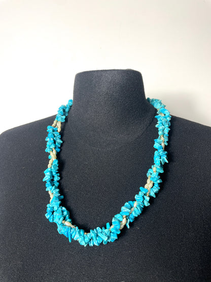 Collier vintage turquoises et perles