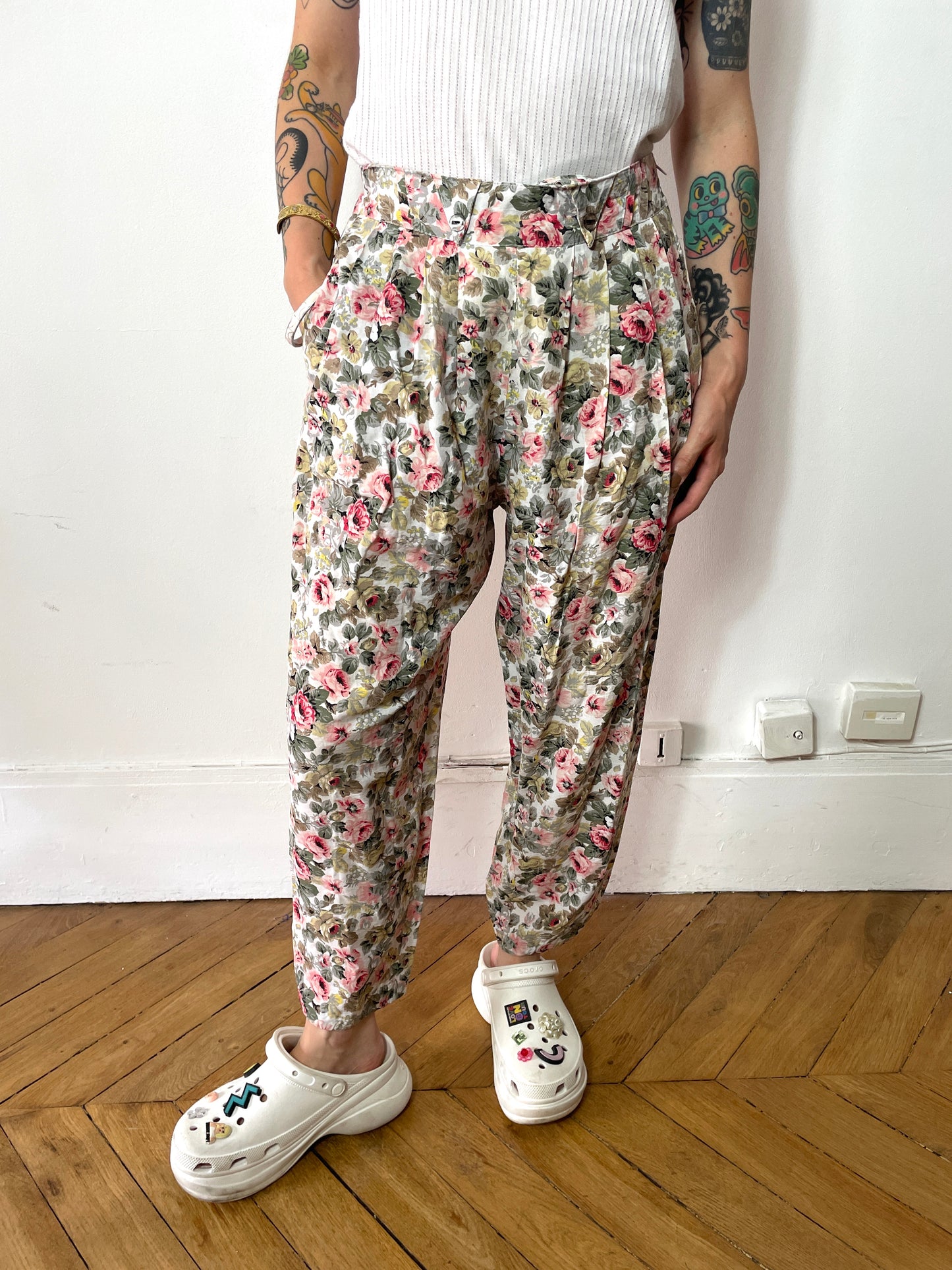 Pantalon 80s à fleurs