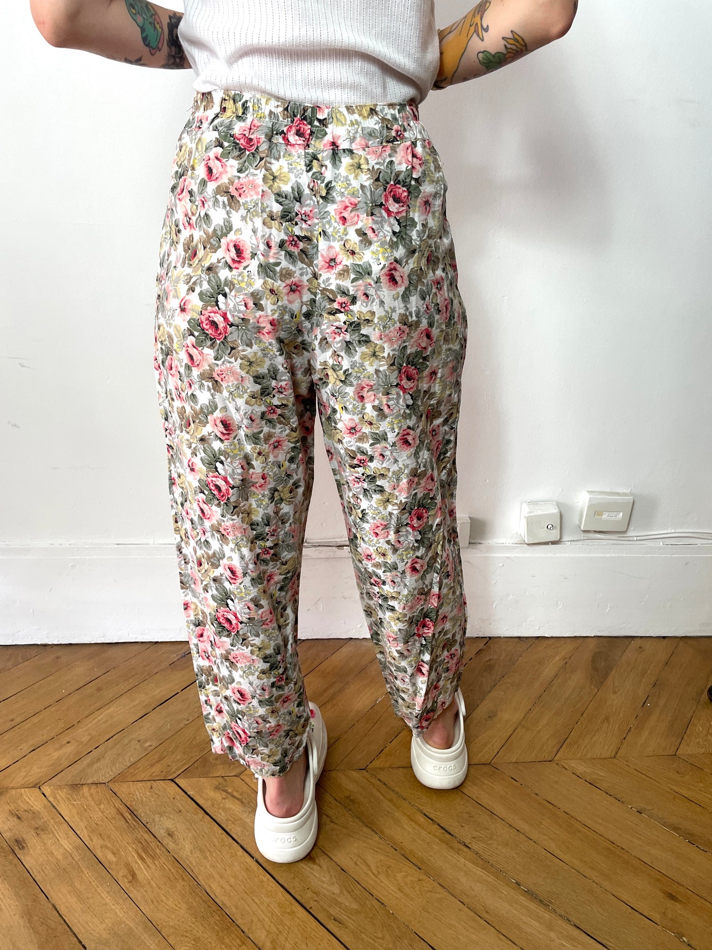 Pantalon 80s à fleurs