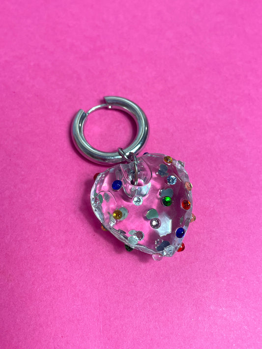 Boucle d'oreille coeur à strass