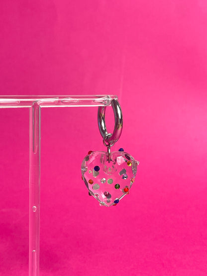 Boucle d'oreille coeur à strass