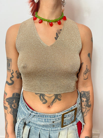Top vintage Stefanel en lamé