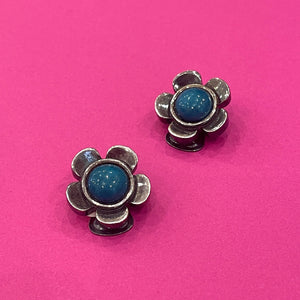 Boucles d'oreilles fleurs bleues