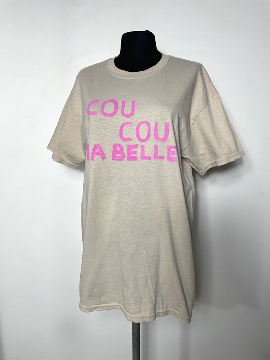 T-shirt Coucou ma belle beige