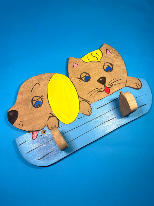 Patère vintage chat & chien