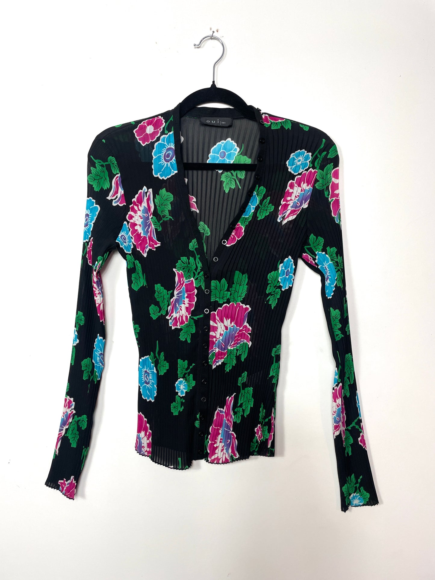 Top plissé à fleurs