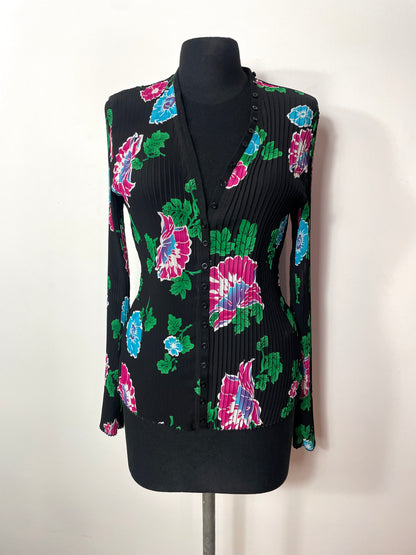 Top plissé à fleurs