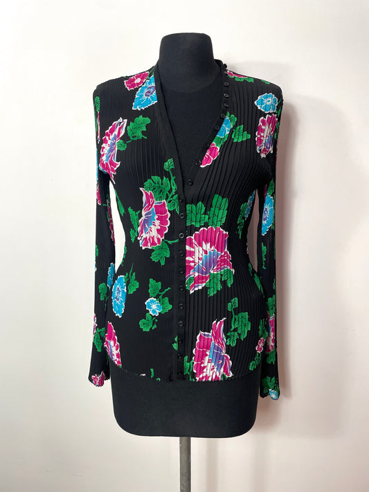 Top plissé à fleurs