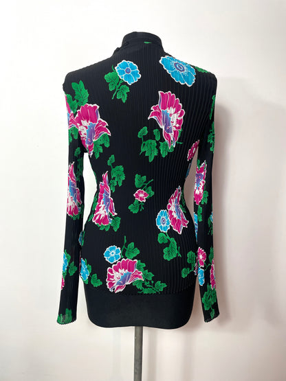 Top plissé à fleurs