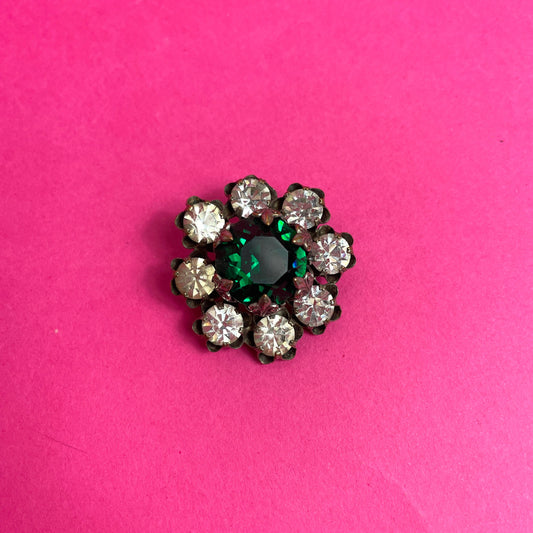 Broche vintage à strass bicolore