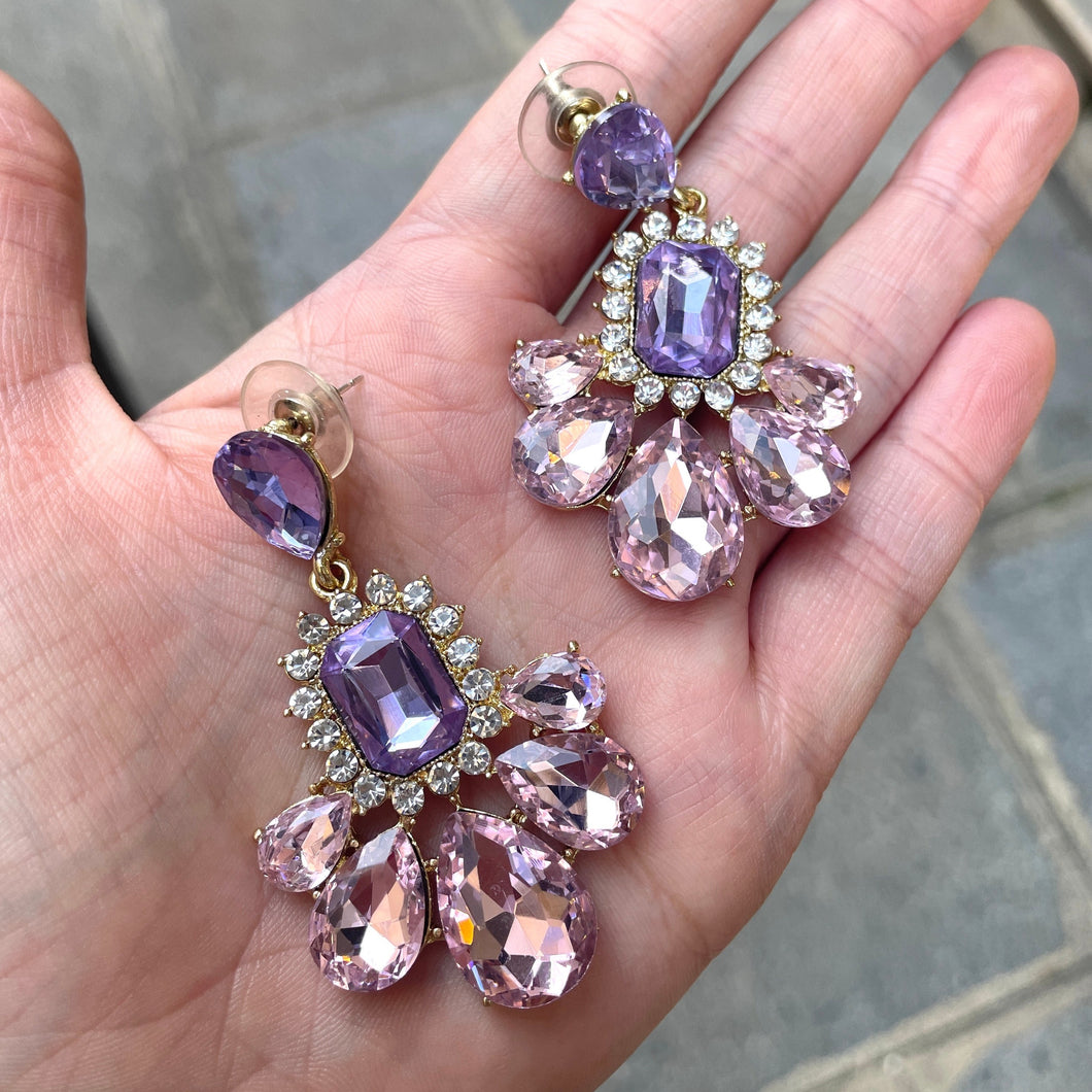 Boucles d'oreilles à strass violets