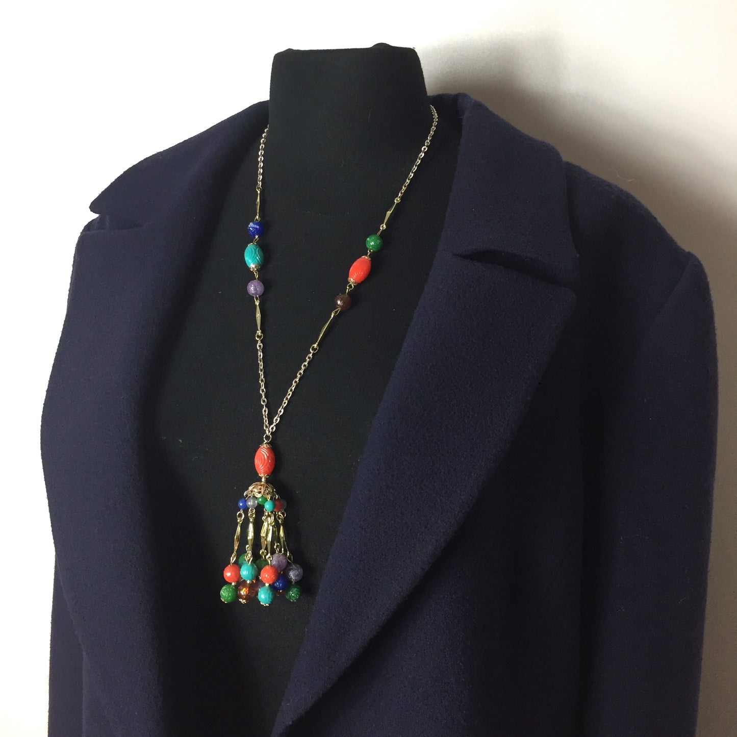 Sautoir chaîne et perles